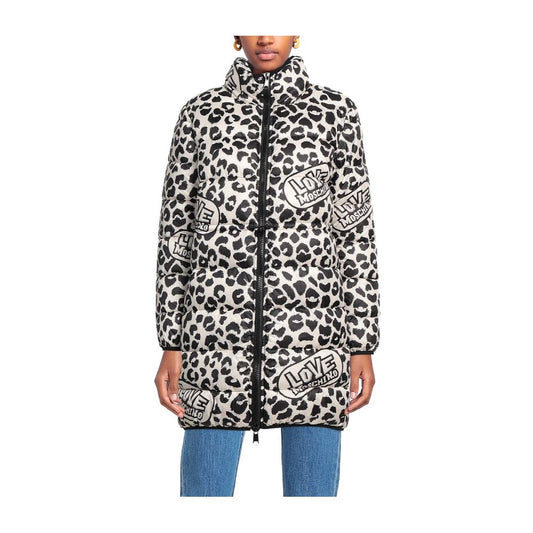 Love Moschino Chic Leopard Print Down Jacket/IT48 | XL/White