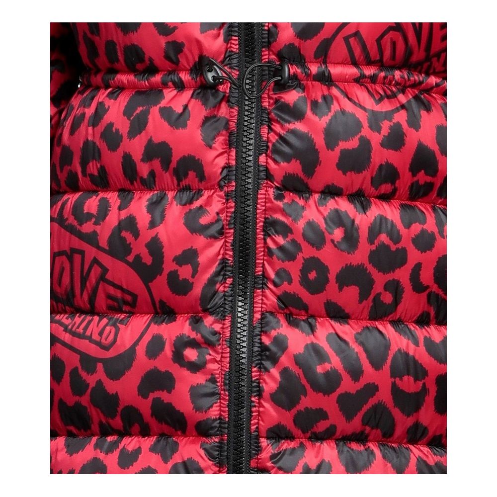 Love Moschino Love Moschino Chic Leopard Print Long Down Jacket/IT46 | L/Red