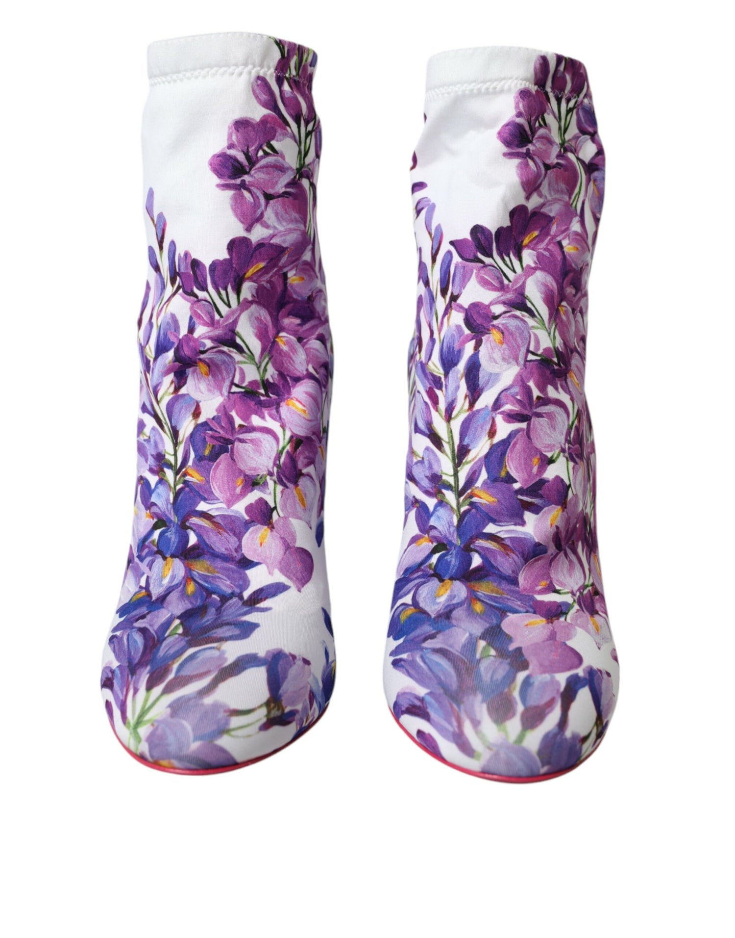 Dolce &amp; Gabbana Dolce &amp; Gabbana White Floral Jersey Stretch Boots Shoes/EU39/US8.5/White