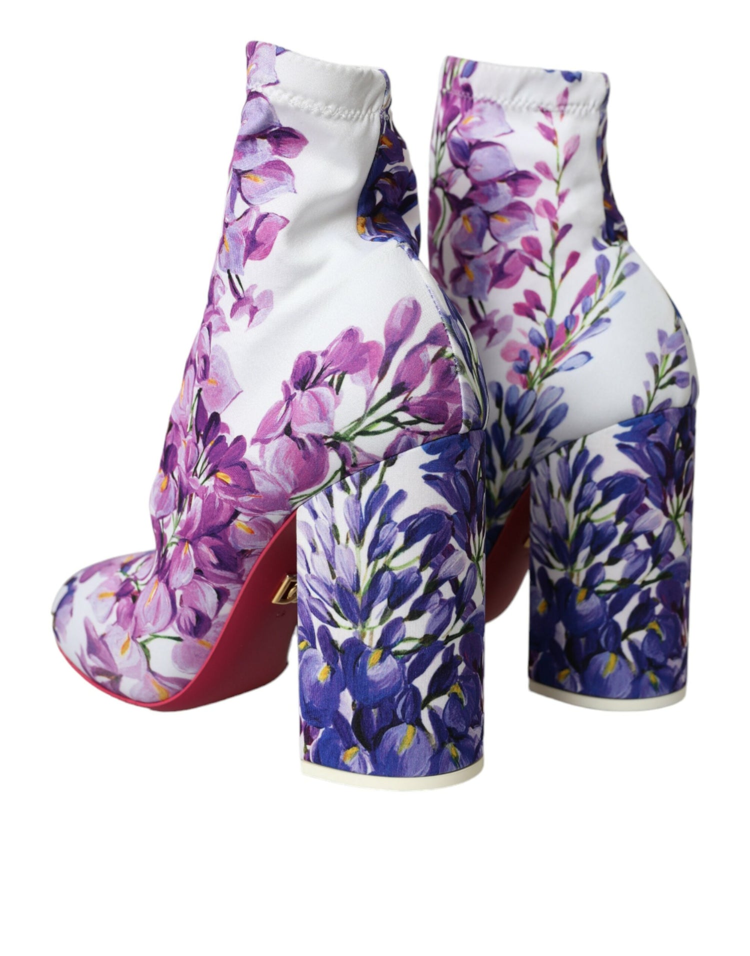 Dolce &amp; Gabbana Dolce &amp; Gabbana White Floral Jersey Stretch Boots Shoes/EU39/US8.5/White