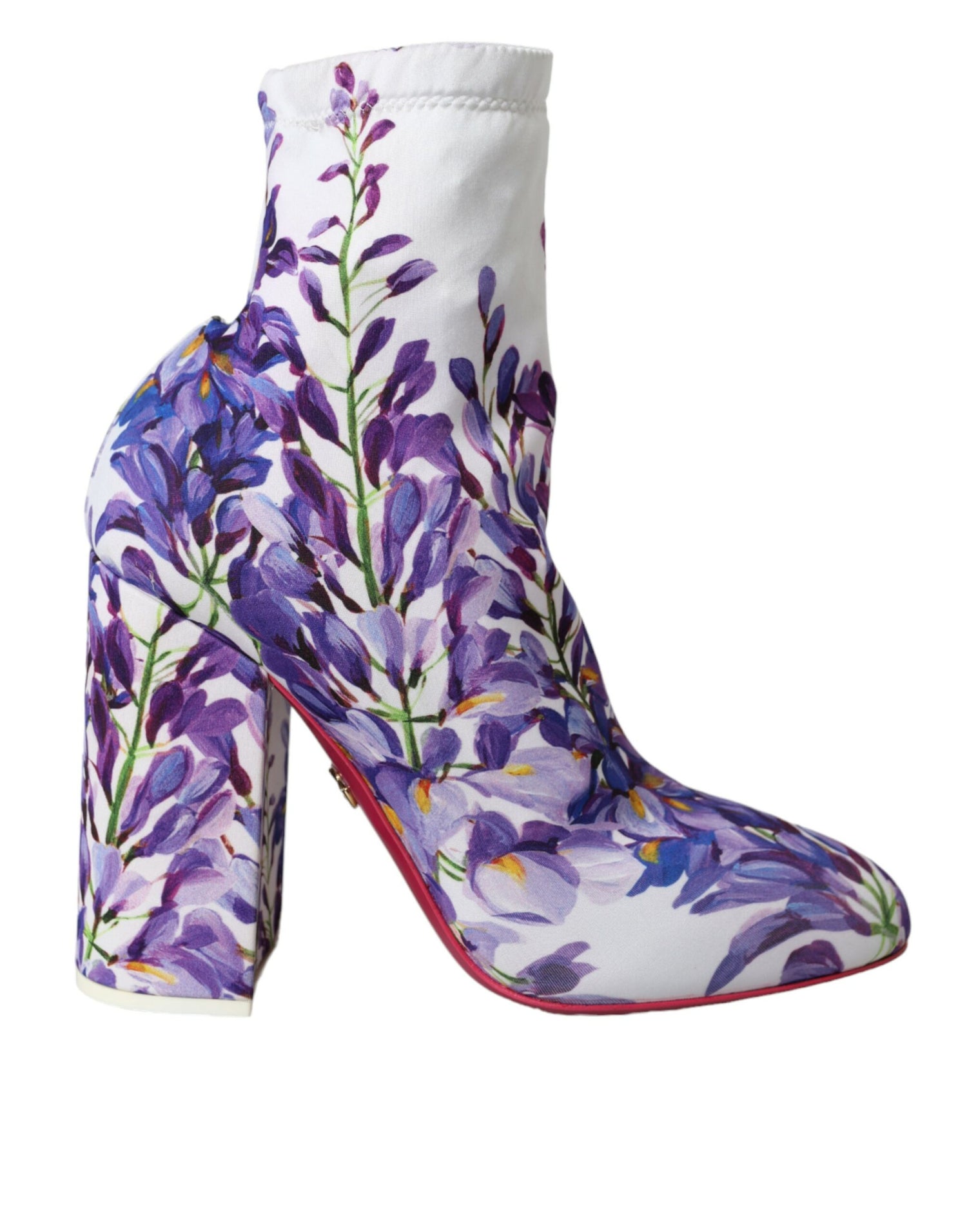 Dolce &amp; Gabbana Dolce &amp; Gabbana White Floral Jersey Stretch Boots Shoes/EU39/US8.5/White