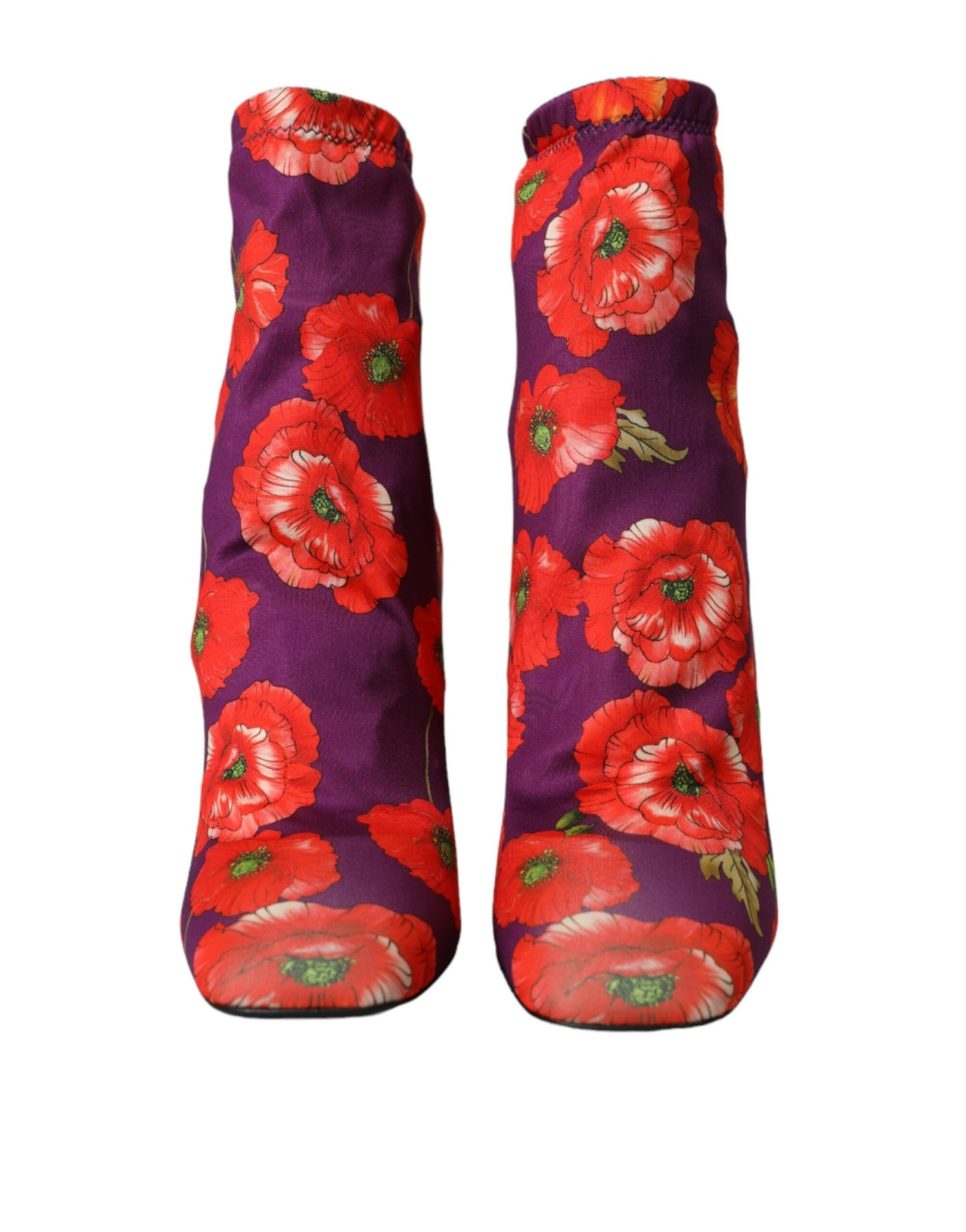 Dolce &amp; Gabbana Dolce &amp; Gabbana Purple Floral Jersey Stretch Boots Shoes/EU39/US8.5