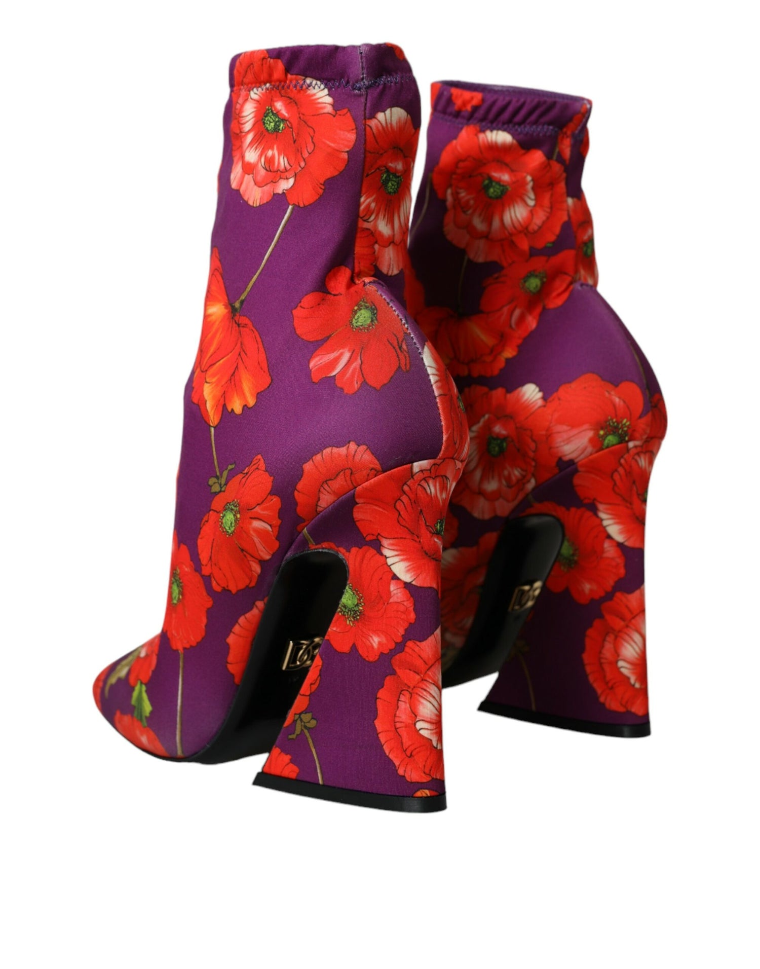 Dolce &amp; Gabbana Dolce &amp; Gabbana Purple Floral Jersey Stretch Boots Shoes/EU39/US8.5