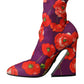 Dolce & Gabbana Dolce & Gabbana Purple Floral Jersey Stretch Boots Shoes/EU39/US8.5