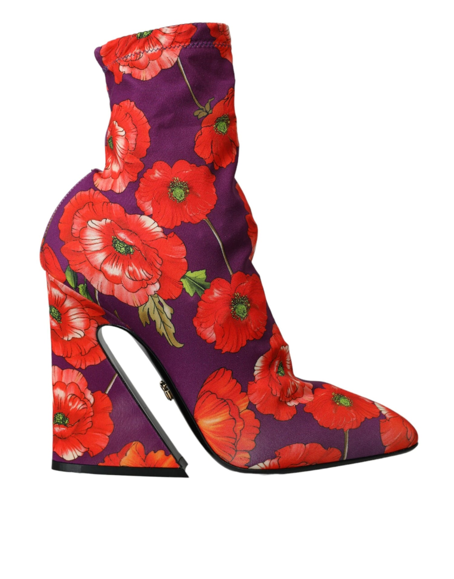 Dolce &amp; Gabbana Dolce &amp; Gabbana Purple Floral Jersey Stretch Boots Shoes/EU39/US8.5