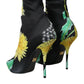 Dolce & Gabbana Dolce & Gabbana Black Floral Jersey Stretch Ankle Boots Shoes/EU39/US8.5/Black