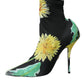 Dolce & Gabbana Dolce & Gabbana Black Floral Jersey Stretch Ankle Boots Shoes/EU39/US8.5/Black