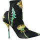 Dolce & Gabbana Dolce & Gabbana Black Floral Jersey Stretch Ankle Boots Shoes/EU39/US8.5/Black