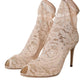 Dolce & Gabbana Beige Stretch Taormina Lace Boots Shoes/EU40.5/US10/Beige