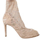 Dolce & Gabbana Beige Stretch Taormina Lace Boots Shoes/EU40.5/US10/Beige