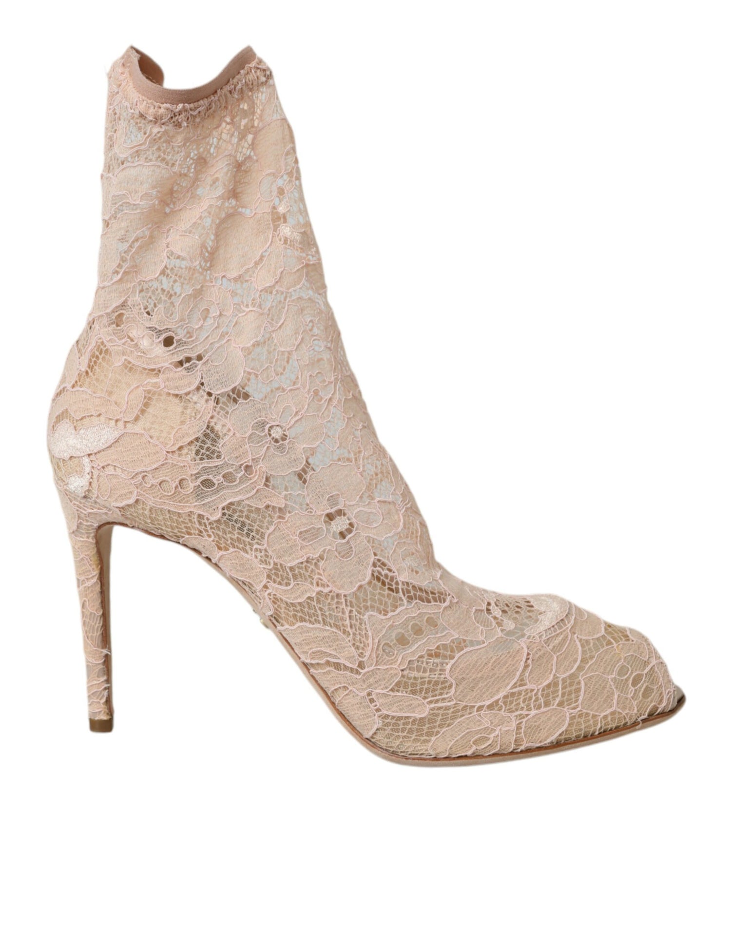 Dolce &amp; Gabbana Beige Stretch Taormina Lace Boots Shoes/EU40.5/US10/Beige