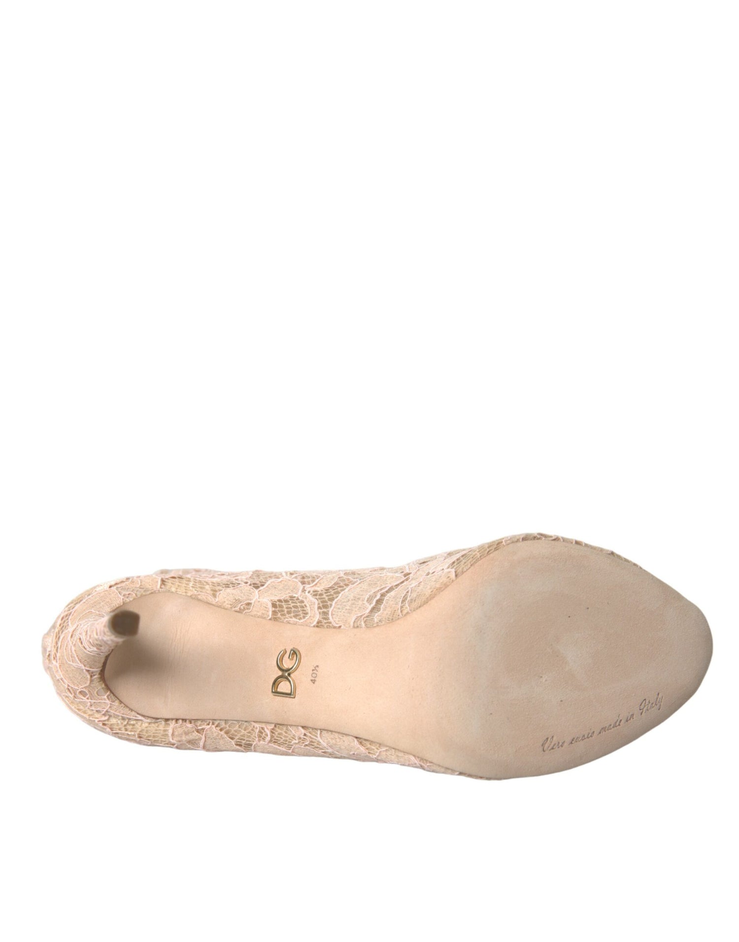 Dolce &amp; Gabbana Beige Stretch Taormina Lace Boots Shoes/EU40.5/US10/Beige