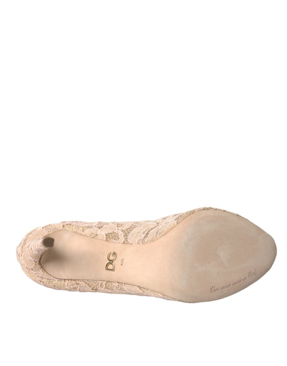 Dolce &amp; Gabbana Beige Stretch Taormina Lace Boots Shoes/EU40.5/US10/Beige