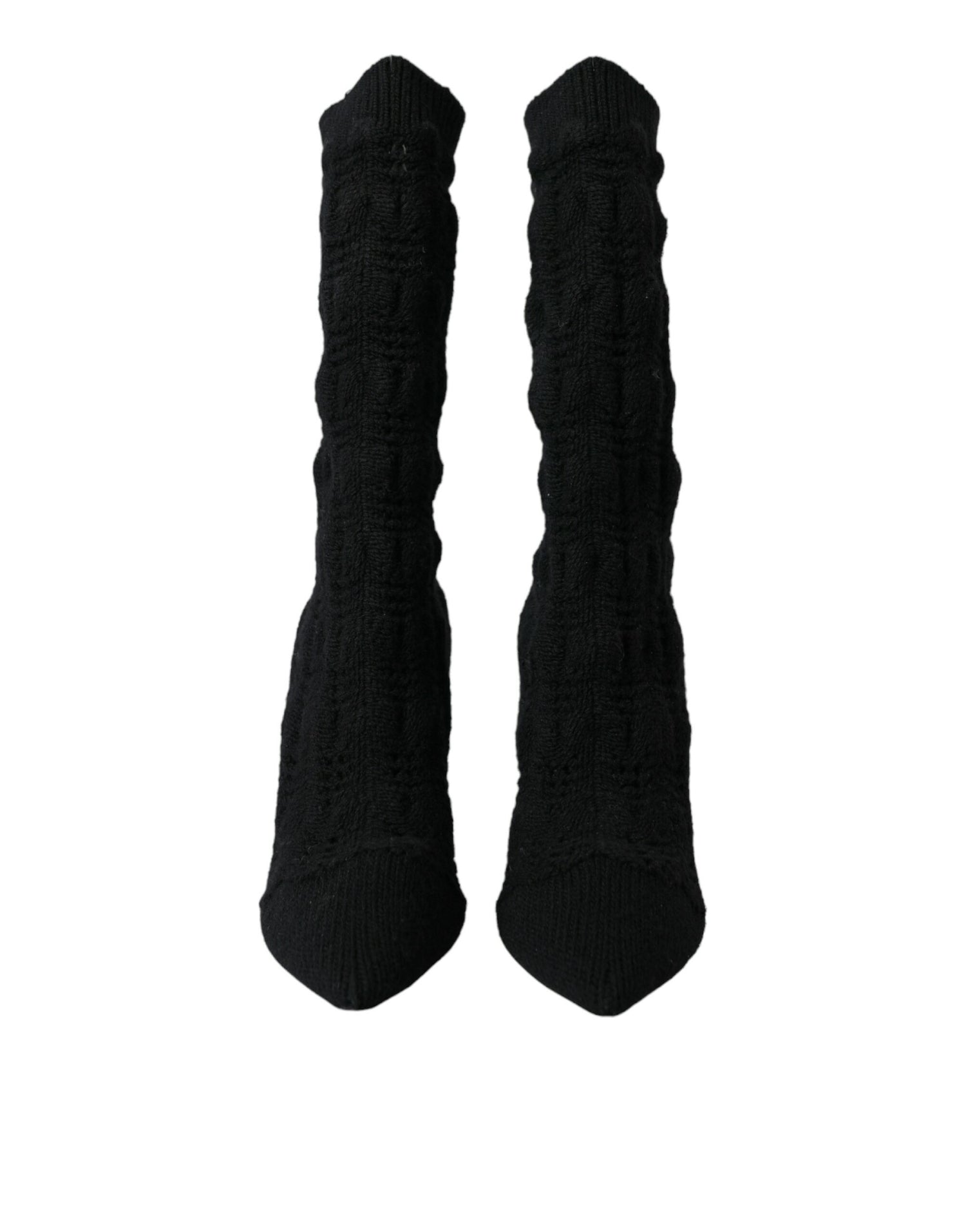 Dolce &amp; Gabbana Dolce &amp; Gabbana Black Stiletto Heels Mid Calf Boots Shoes/EU39/US8.5/Black