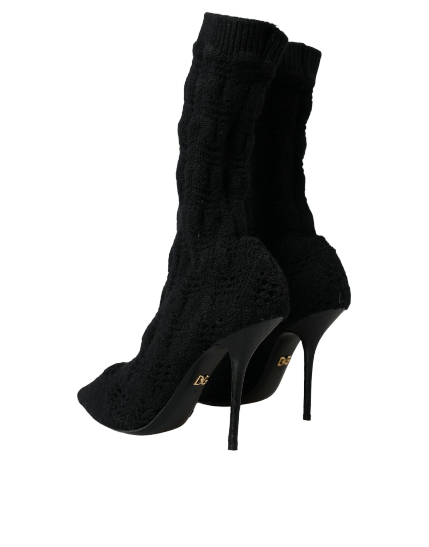 Dolce &amp; Gabbana Dolce &amp; Gabbana Black Stiletto Heels Mid Calf Boots Shoes/EU39/US8.5/Black