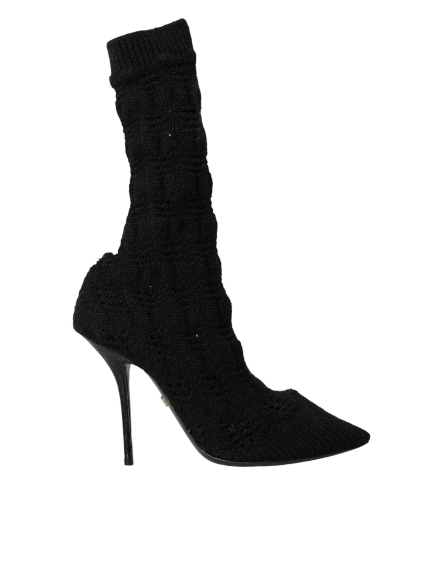 Dolce &amp; Gabbana Dolce &amp; Gabbana Black Stiletto Heels Mid Calf Boots Shoes/EU39/US8.5/Black