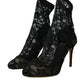 Dolce & Gabbana Black Stretch Taormina Lace Boots Shoes/EU38.5/US8/Black