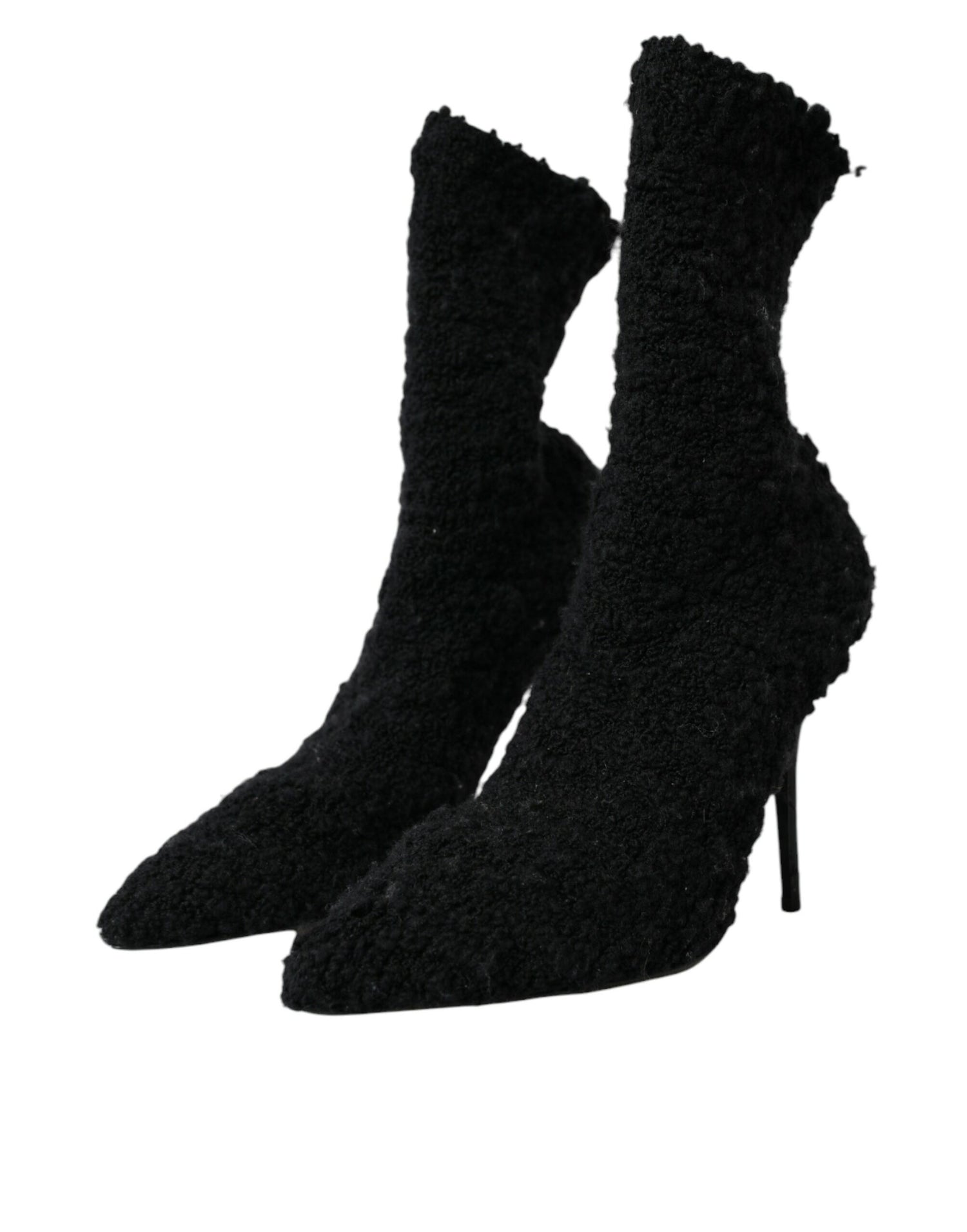 Dolce &amp; Gabbana Dolce &amp; Gabbana Black Stiletto Heels Mid Calf Boots Shoes/EU37.5/US7/Black