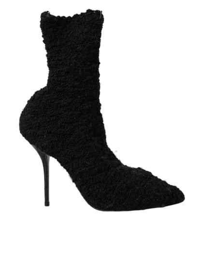 Dolce &amp; Gabbana Dolce &amp; Gabbana Black Stiletto Heels Mid Calf Boots Shoes/EU37.5/US7/Black