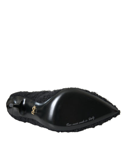 Dolce &amp; Gabbana Dolce &amp; Gabbana Black Stiletto Heels Mid Calf Boots Shoes/EU37.5/US7/Black