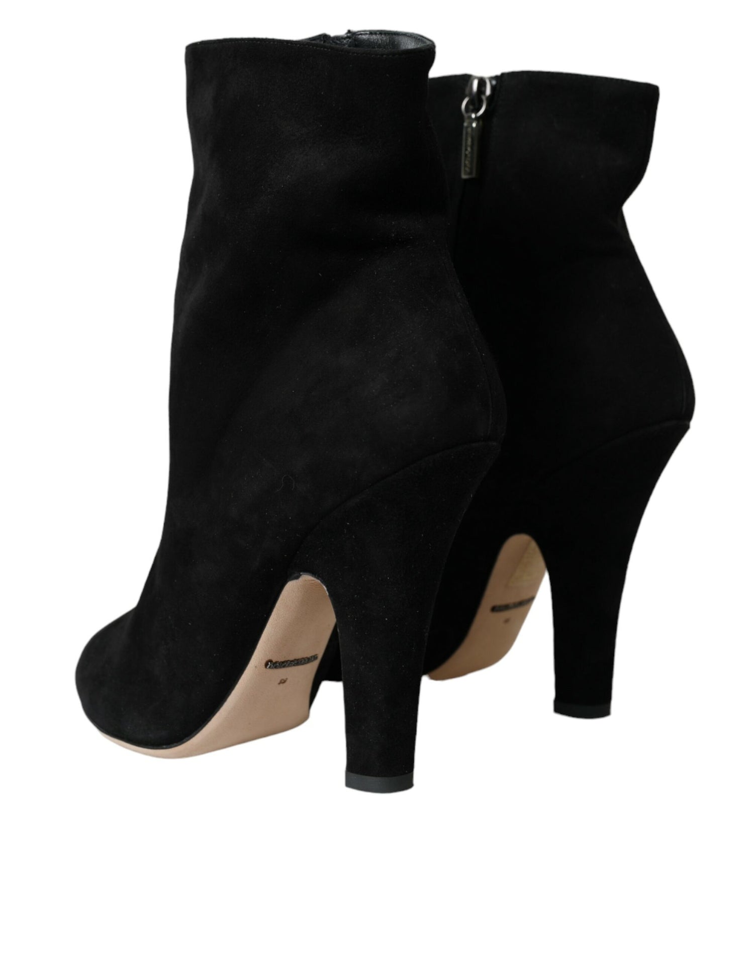 Dolce &amp; Gabbana Dolce &amp; Gabbana Black Suede Leather Ankle Heels Boots Shoes/EU39/US8.5/Black