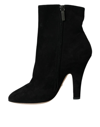 Dolce &amp; Gabbana Dolce &amp; Gabbana Black Suede Leather Ankle Heels Boots Shoes/EU39/US8.5/Black