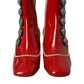 Dolce & Gabbana Dolce & Gabbana Red Beige Leather Embellished Mid Calf Boots Shoes/EU36/US5.5/Red