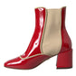 Dolce & Gabbana Dolce & Gabbana Red Beige Leather Embellished Mid Calf Boots Shoes/EU36/US5.5/Red