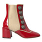 Dolce & Gabbana Dolce & Gabbana Red Beige Leather Embellished Mid Calf Boots Shoes/EU36/US5.5/Red