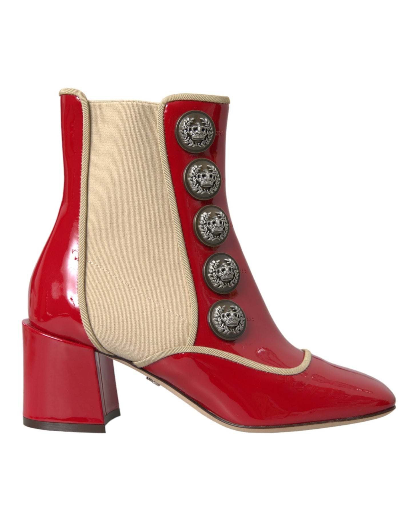 Dolce & Gabbana Dolce & Gabbana Red Beige Leather Embellished Mid Calf Boots Shoes/EU36/US5.5/Red