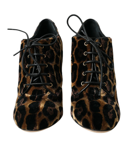 Dolce &amp; Gabbana Dolce &amp; Gabbana Brown Leopard Hair Lace Up Booties Shoes/EU36.5/US6/Brown
