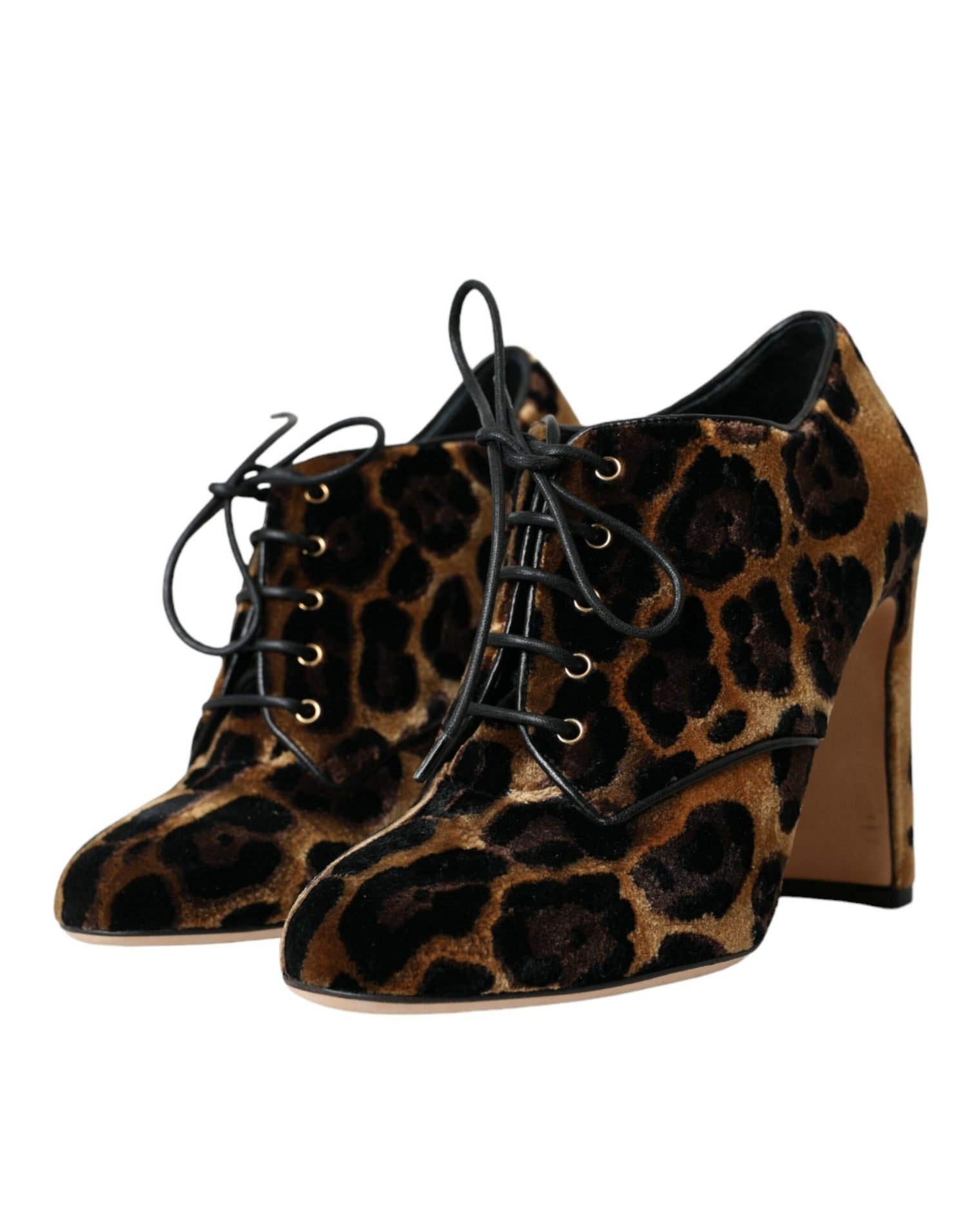 Dolce &amp; Gabbana Dolce &amp; Gabbana Brown Leopard Hair Lace Up Booties Shoes/EU36/US5.5/Brown