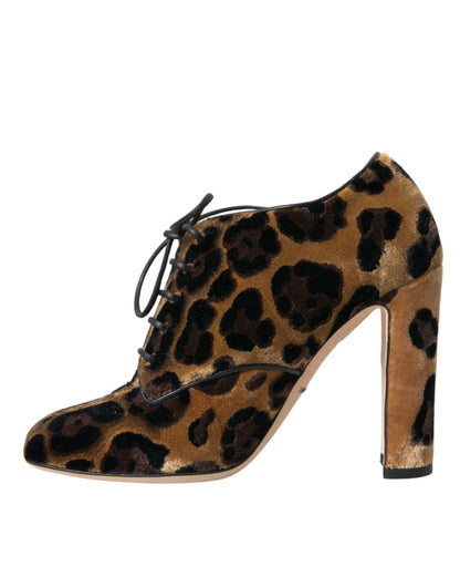 Dolce &amp; Gabbana Dolce &amp; Gabbana Brown Leopard Hair Lace Up Booties Shoes/EU36.5/US6/Brown