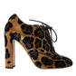 Dolce & Gabbana Dolce & Gabbana Brown Leopard Hair Lace Up Booties Shoes/EU35/US4.5/Brown