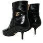 Dolce & Gabbana Dolce & Gabbana Black Eel Leather Logo Short Boots Shoes/EU37/US6.5/Black