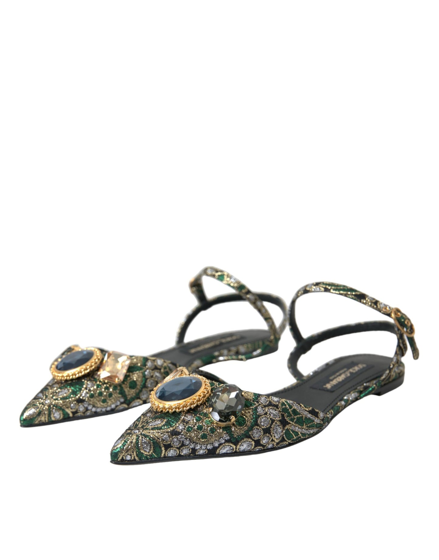 Dolce & Gabbana Dolce & Gabbana Multicolor Jacquard Crystal Slingback Sandals Shoes/EU40/US9.5/Multicolor