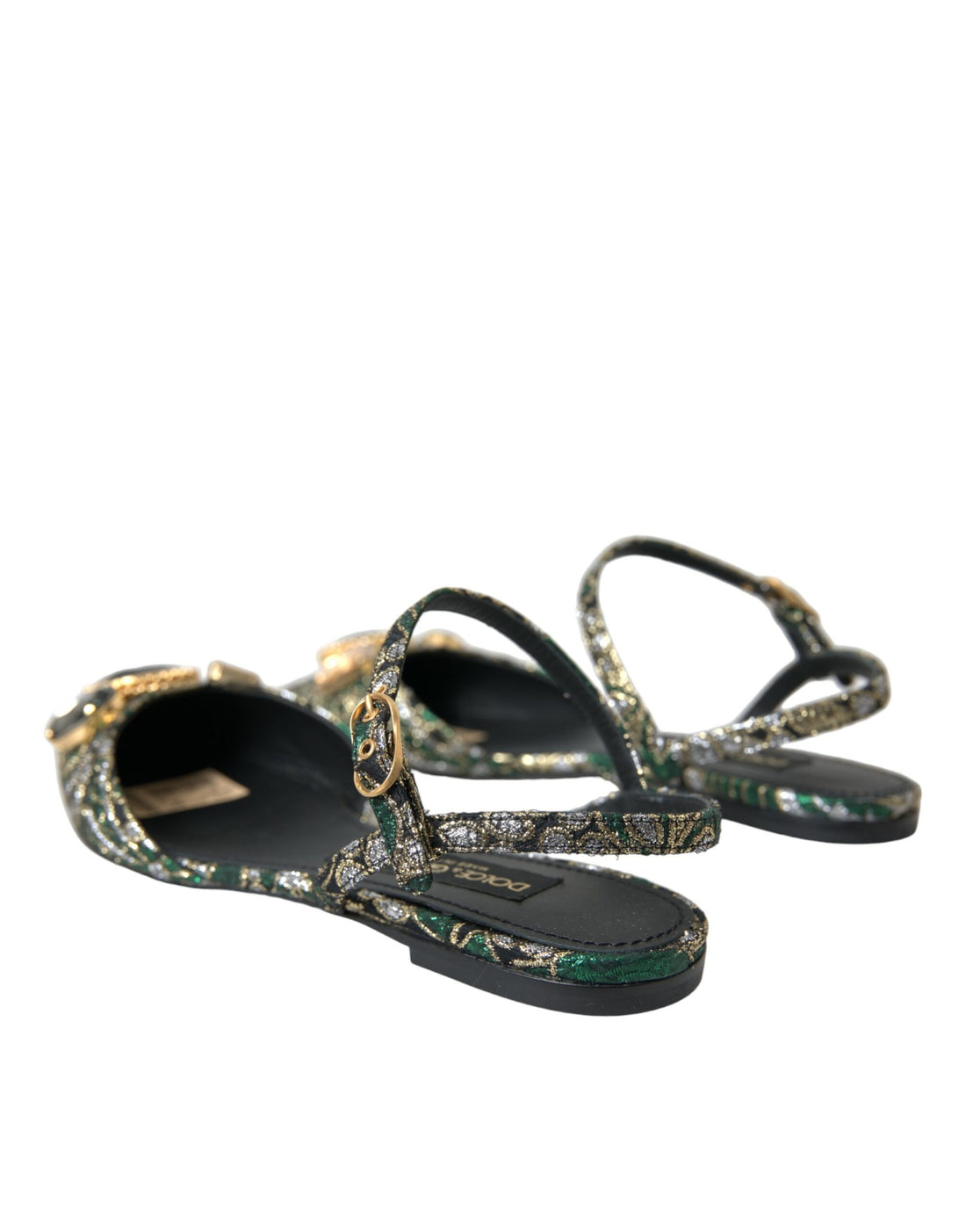 Dolce &amp; Gabbana Dolce &amp; Gabbana Multicolor Jacquard Crystal Slingback Sandals Shoes/EU40/US9.5/Multicolor
