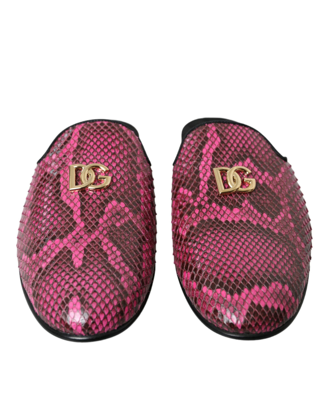 Dolce &amp; Gabbana Dolce &amp; Gabbana Fuchsia Python Logo Mule Flat Sandals Shoes/EU39/US8.5/Fuchsia