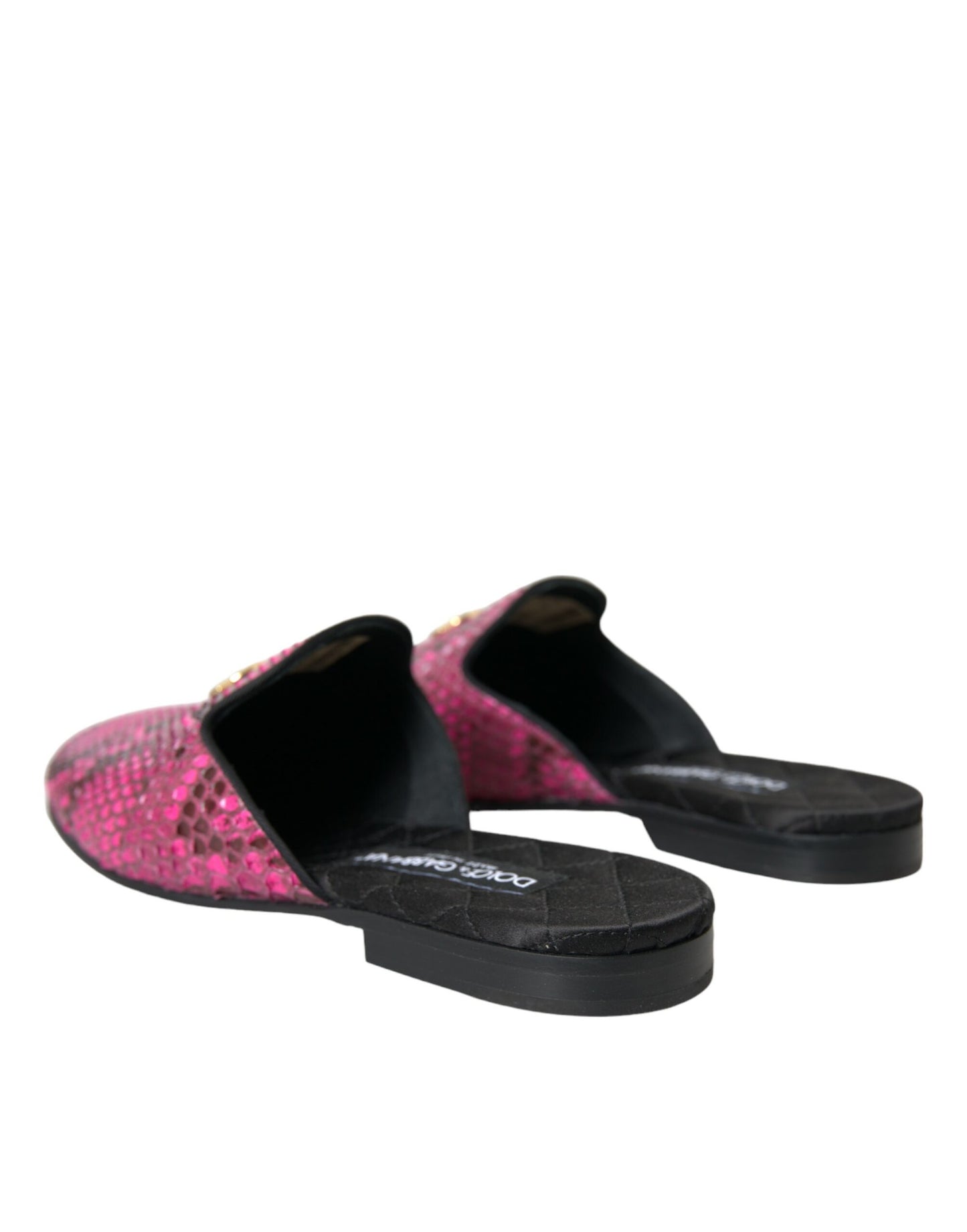 Dolce & Gabbana Dolce & Gabbana Fuchsia Python Logo Mule Flat Sandals Shoes/EU39/US8.5/Fuchsia