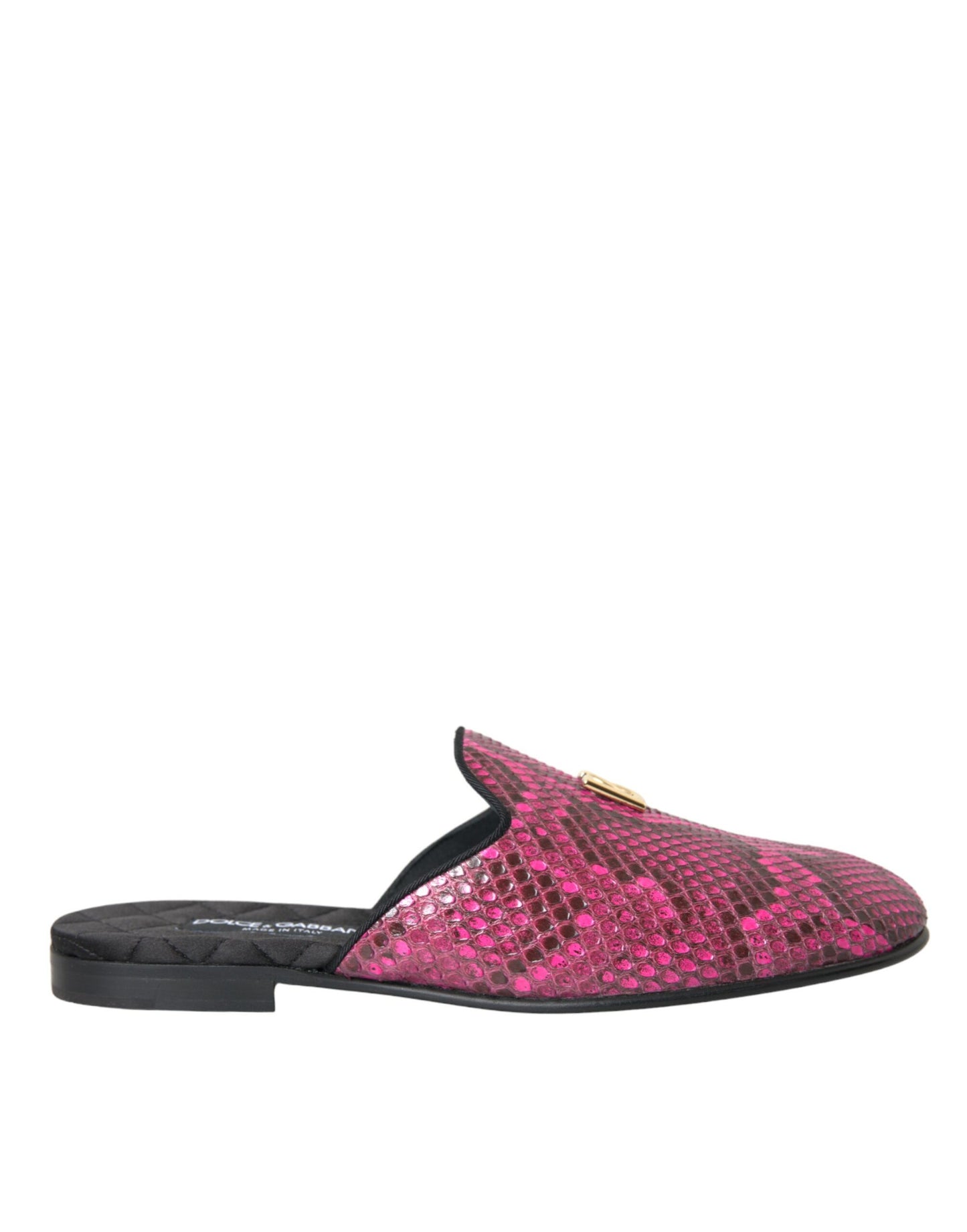 Dolce & Gabbana Dolce & Gabbana Fuchsia Python Logo Mule Flat Sandals Shoes/EU39/US8.5/Fuchsia