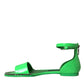 Dolce & Gabbana Dolce & Gabbana Neon Green Crystal Ankle Strap Sandals Shoes/EU39/US8.5/Green