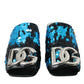 Dolce & Gabbana Dolce & Gabbana Blue Sequin Logo Slides Sandals Shoes/EU39/US8.5/Black and Blue