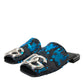 Dolce & Gabbana Dolce & Gabbana Blue Sequin Logo Slides Sandals Shoes/EU39/US8.5/Black and Blue