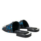 Dolce & Gabbana Dolce & Gabbana Blue Sequin Logo Slides Sandals Shoes/EU39/US8.5/Black and Blue