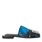 Dolce & Gabbana Dolce & Gabbana Blue Sequin Logo Slides Sandals Shoes/EU39/US8.5/Black and Blue