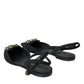 Dolce & Gabbana Dolce & Gabbana Black Leather Crystal Slingback Sandals Shoes/EU38/US7.5/Black