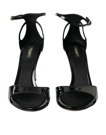 Dolce &amp; Gabbana Dolce &amp; Gabbana Black KEIRA Leather Heels Sandals Shoes/EU41/US10.5/Black
