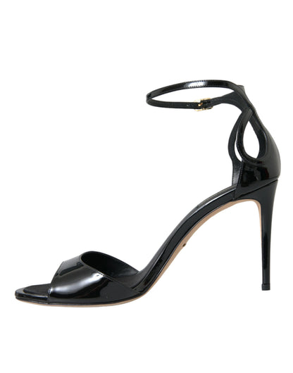 Dolce &amp; Gabbana Dolce &amp; Gabbana Black KEIRA Leather Heels Sandals Shoes/EU41/US10.5/Black