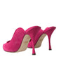 Dolce & Gabbana Dolce & Gabbana Fuchsia Suede Leather Mules Sandals Shoes/EU39/US8.5/Fuchsia