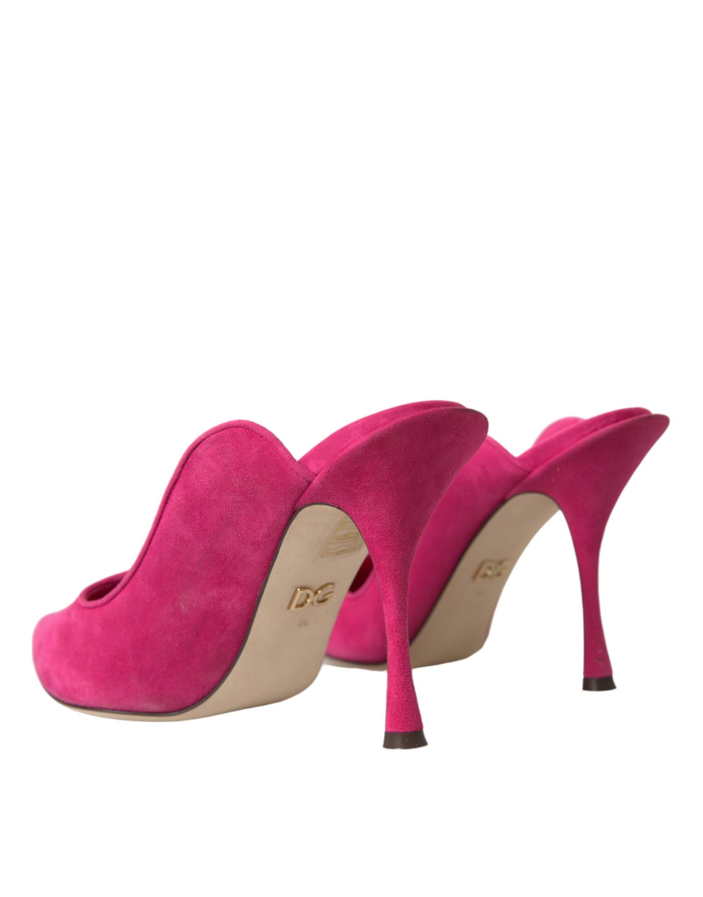 Dolce & Gabbana Dolce & Gabbana Fuchsia Suede Leather Mules Sandals Shoes/EU39/US8.5/Fuchsia